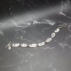 Cookie Lee Word Bracelet Positive Messages Silver Tone Toggle 8" Inspirational